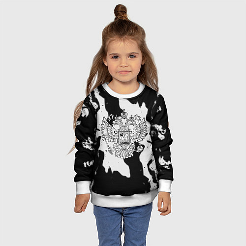 Детский свитшот Серый огонь герб / 3D-Белый – фото 4