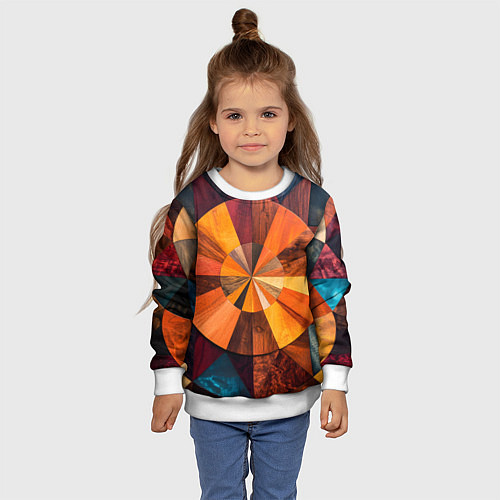 Детский свитшот Круговая мозайка / 3D-Белый – фото 4