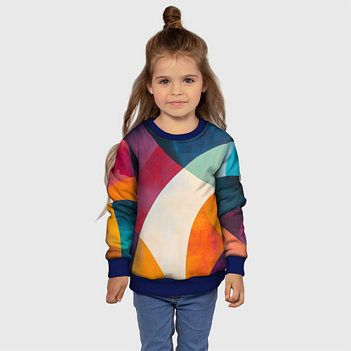 Детский свитшот Геометрическая иллюстрация / 3D-Синий – фото 4