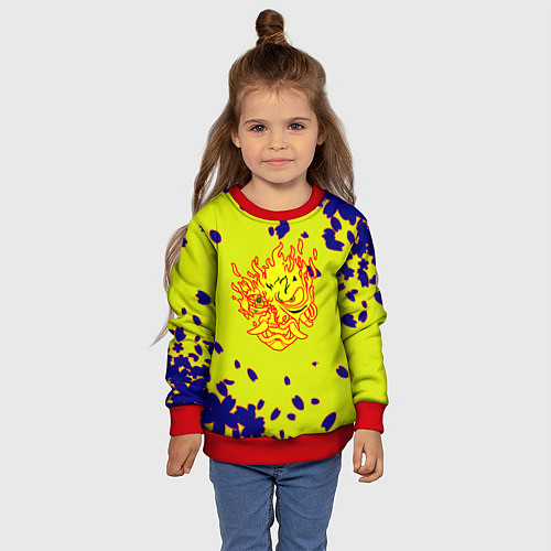 Детский свитшот Cyberpunk 2077 листья сакуры / 3D-Красный – фото 4