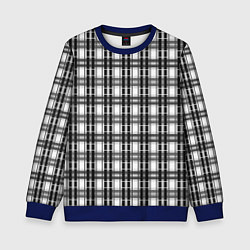 Свитшот детский Черно-белая шотландка клетчатый узор, цвет: 3D-синий