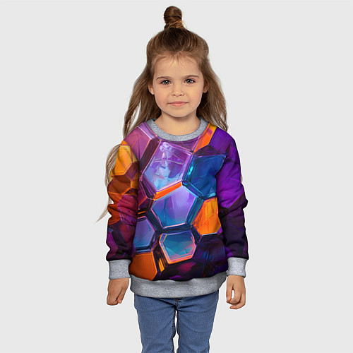 Детский свитшот Неоновые минералы / 3D-Меланж – фото 4