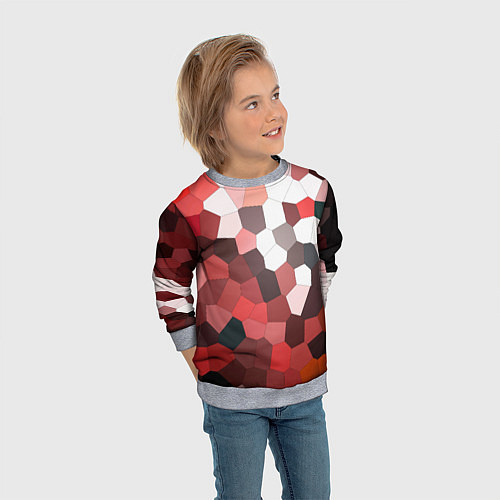 Детский свитшот Красно белая мозаика / 3D-Меланж – фото 3