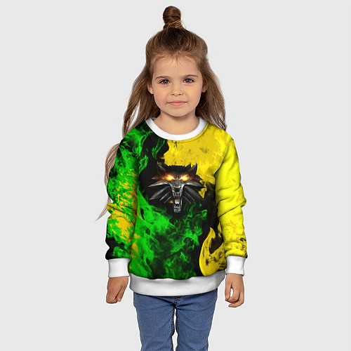 Детский свитшот The Witcher in fire / 3D-Белый – фото 4