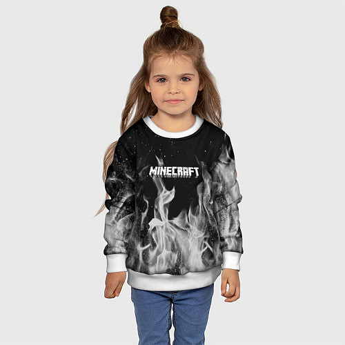 Детский свитшот Fortnite серый огонь / 3D-Белый – фото 4