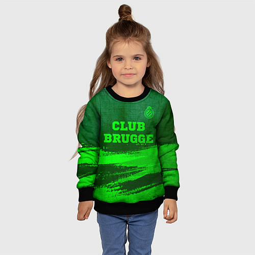 Детский свитшот Club Brugge - green gradient посередине / 3D-Черный – фото 4