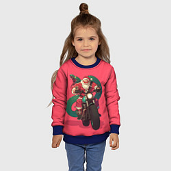 Свитшот детский Дед Мороз на мотоцикле с змеёй за спиной, цвет: 3D-синий — фото 2