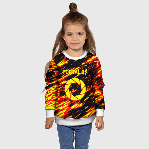 Детский свитшот Portal огненный стиль / 3D-Белый – фото 4