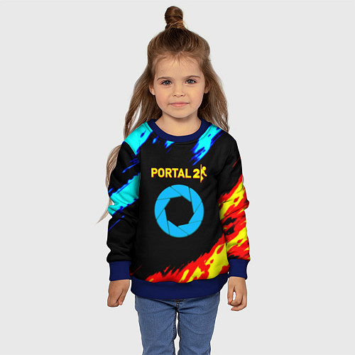 Детский свитшот Portal лёд и пламя / 3D-Синий – фото 4