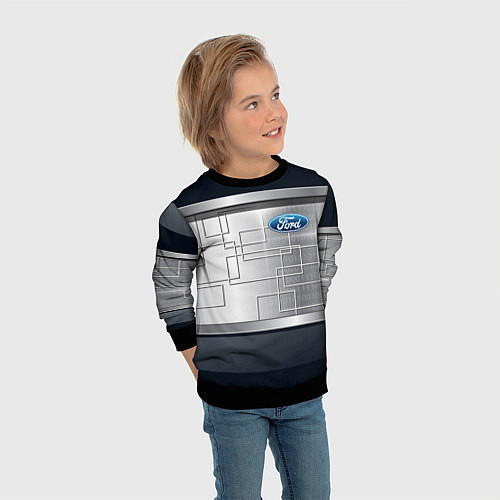 Детский свитшот FORD текстура из метала / 3D-Черный – фото 3