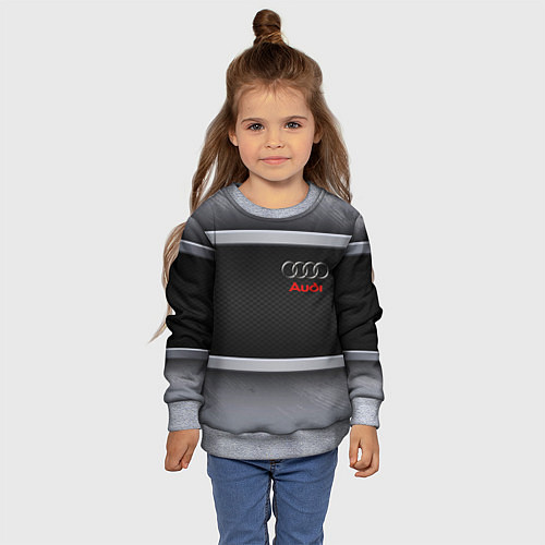 Детский свитшот Audi metal texture / 3D-Меланж – фото 4