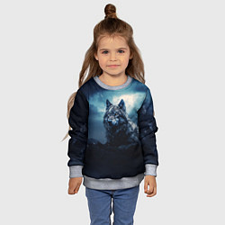 Свитшот детский Волк ночью, цвет: 3D-меланж — фото 2