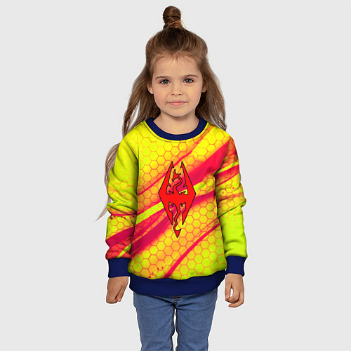 Детский свитшот The Elder Scrolls соты текстура / 3D-Синий – фото 4