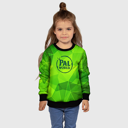 Детский свитшот Palworld green poly / 3D-Черный – фото 4