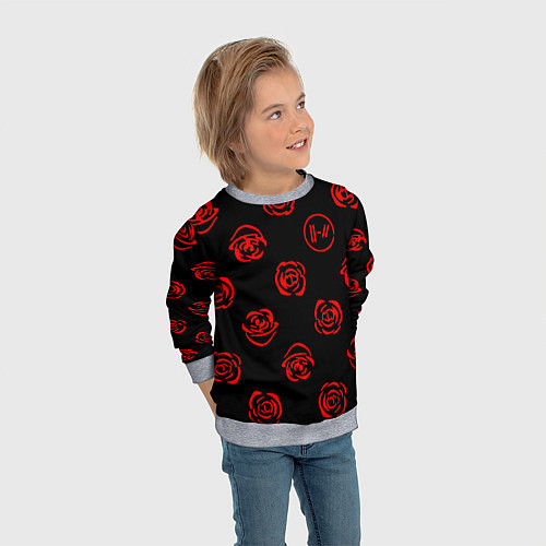 Детский свитшот Twenty one pilots rose pattern / 3D-Меланж – фото 3