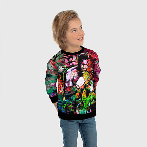 Детский свитшот Майк Тайсон граффити / 3D-Черный – фото 3