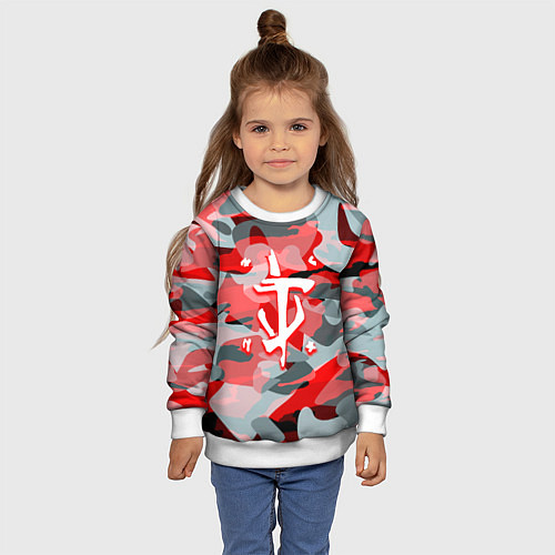 Детский свитшот Doom камуфляж палача / 3D-Белый – фото 4