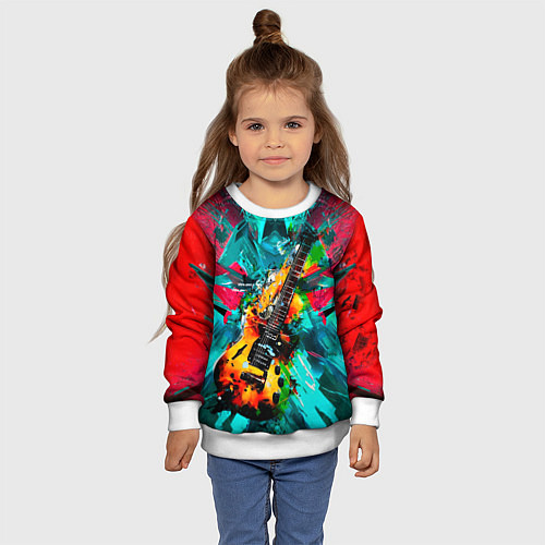 Детский свитшот Электрогитара в красках / 3D-Белый – фото 4