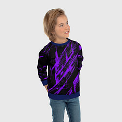 Свитшот детский Purple stripes on a black background, цвет: 3D-синий — фото 2