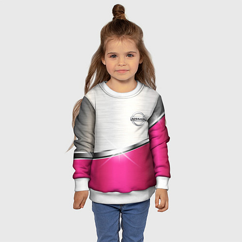 Детский свитшот Nissan auto metal / 3D-Белый – фото 4