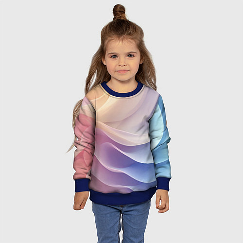 Детский свитшот Текстура с градиентом волны / 3D-Синий – фото 4