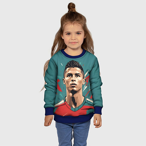 Детский свитшот Футболист Рональдо / 3D-Синий – фото 4