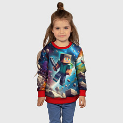 Свитшот детский Стив с мечом в космосе -Майнкрафт, цвет: 3D-красный — фото 2