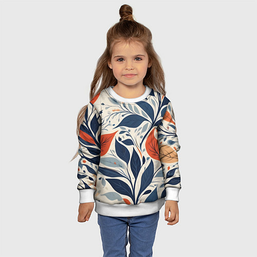 Детский свитшот Искусство листья абстракция / 3D-Белый – фото 4