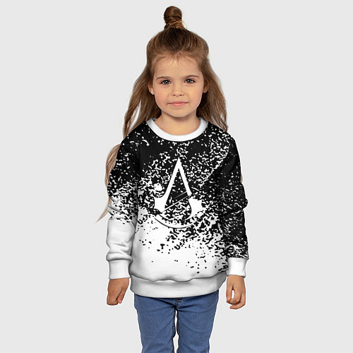 Детский свитшот Assassins Creed лого краски / 3D-Белый – фото 4