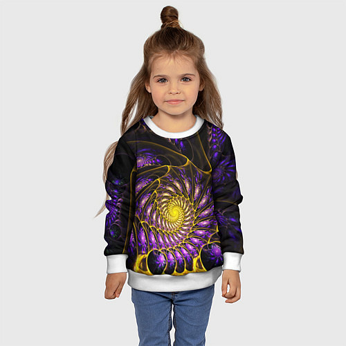 Детский свитшот Fractal illusion steel / 3D-Белый – фото 4