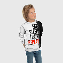 Свитшот детский Eat sleep train repeat, цвет: 3D-белый — фото 2