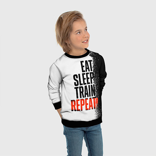 Детский свитшот Eat sleep train repeat / 3D-Черный – фото 3