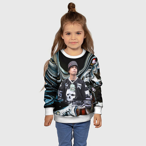 Детский свитшот Slava Marlow music artist / 3D-Белый – фото 4