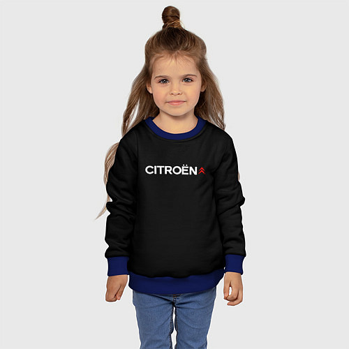 Детский свитшот Citroen logo / 3D-Синий – фото 4