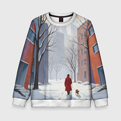 Свитшот детский Прогулка зима, цвет: 3D-белый