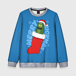 Детский свитшот Новогодний Рик огурчик - Merry Rickmas