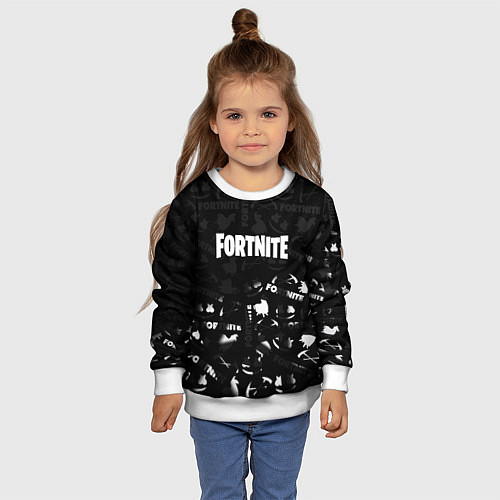 Детский свитшот Fortnite pattern black / 3D-Белый – фото 4