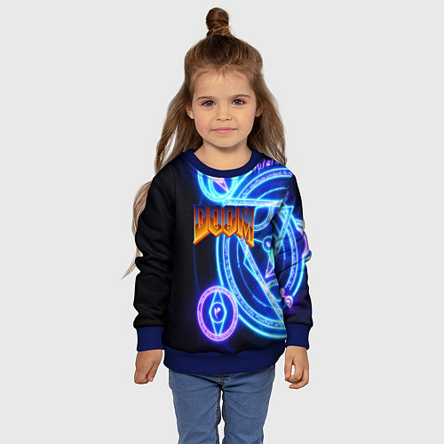 Детский свитшот Doom мистические символы / 3D-Синий – фото 4