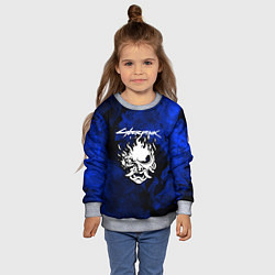 Свитшот детский Cyberpunk 2077 синий огонь текстура, цвет: 3D-меланж — фото 2