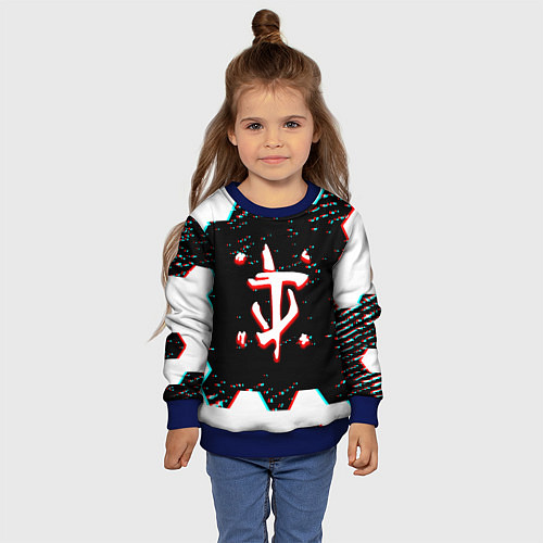 Детский свитшот Doom hexagon glitch color / 3D-Синий – фото 4