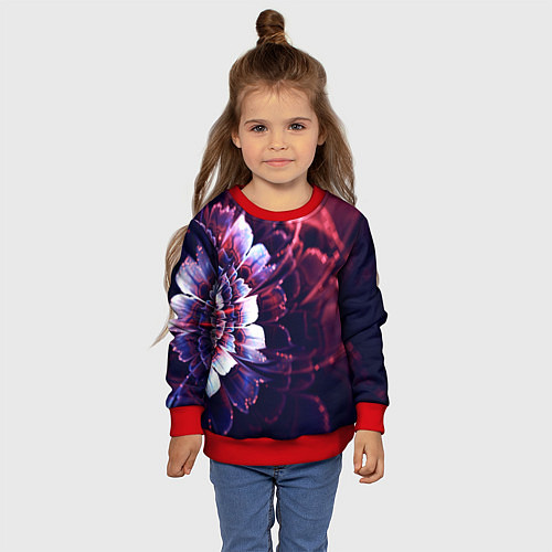 Детский свитшот Фрактальный цветок абстракция / 3D-Красный – фото 4