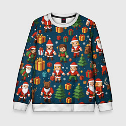 Свитшот детский Mintrcraft pattern новый год, цвет: 3D-белый