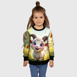 Свитшот детский Козлёнок на лугу, цвет: 3D-черный — фото 2