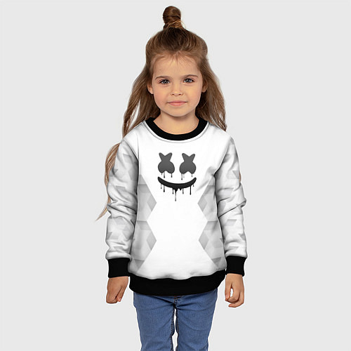 Детский свитшот Marshmello white poly / 3D-Черный – фото 4