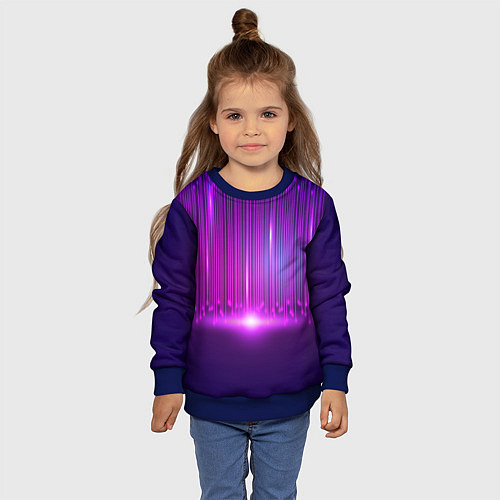 Детский свитшот Светящиеся неоновые линии и вспышка света / 3D-Синий – фото 4