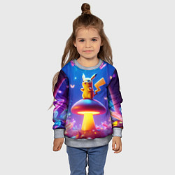 Свитшот детский Пикачу на грибе в сказочном лесу - фантазия, цвет: 3D-меланж — фото 2