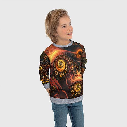 Детский свитшот Оптические узоры фракталы / 3D-Меланж – фото 3