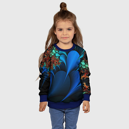 Детский свитшот Фрактальный узор голубой / 3D-Синий – фото 4