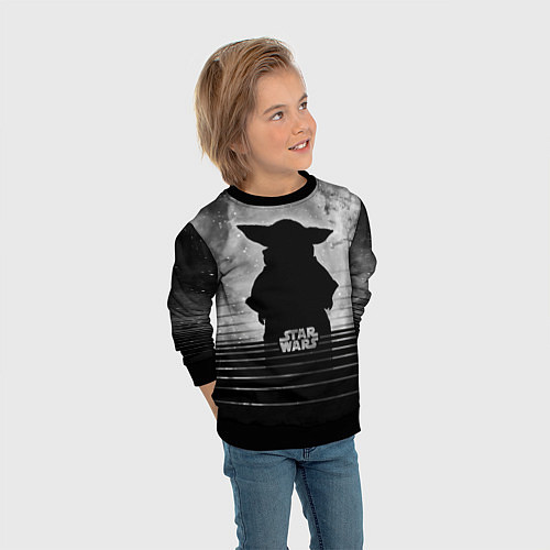 Детский свитшот Звездное небо - Беби Йода / 3D-Черный – фото 3