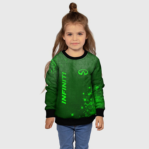 Детский свитшот Infiniti - green gradient вертикально / 3D-Черный – фото 4